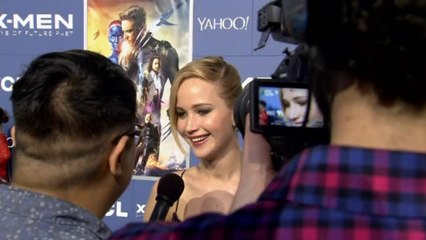 JLaw almost has ANOTHER fall at X-Men premiere
