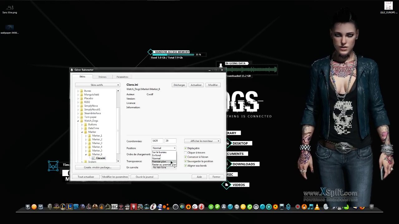 Comment utiliser rainmeter (bureau Watch_Dogs)