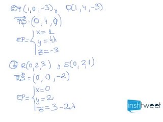 Ecuaciones parametricas de una recta dados dos puntos