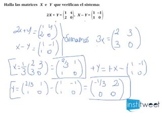 Problema resuelto de ecuación con matrices