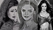 Aishwarya Rai, Katrina Kaif, Deepika Padukone - Most Beautiful Sketches