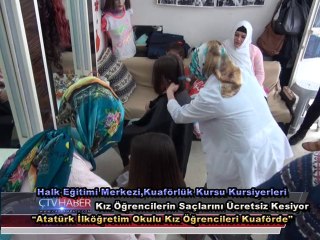 Kuaförlük Kursu Kursiyerleri,Ücretsiz Saç Kesiyor