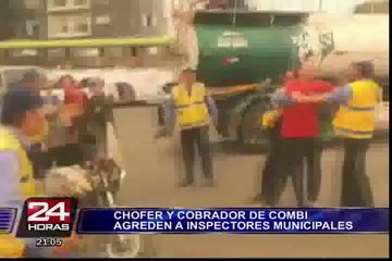 Surquillo: chofer y cobrador de combi  agreden a inspectores municipales