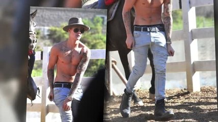 Justin Bieber Whips off his Shirt for a Horse Ride