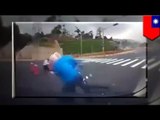 Crazy dash cam footage: Accident video shows scooter driver falling into open manhole