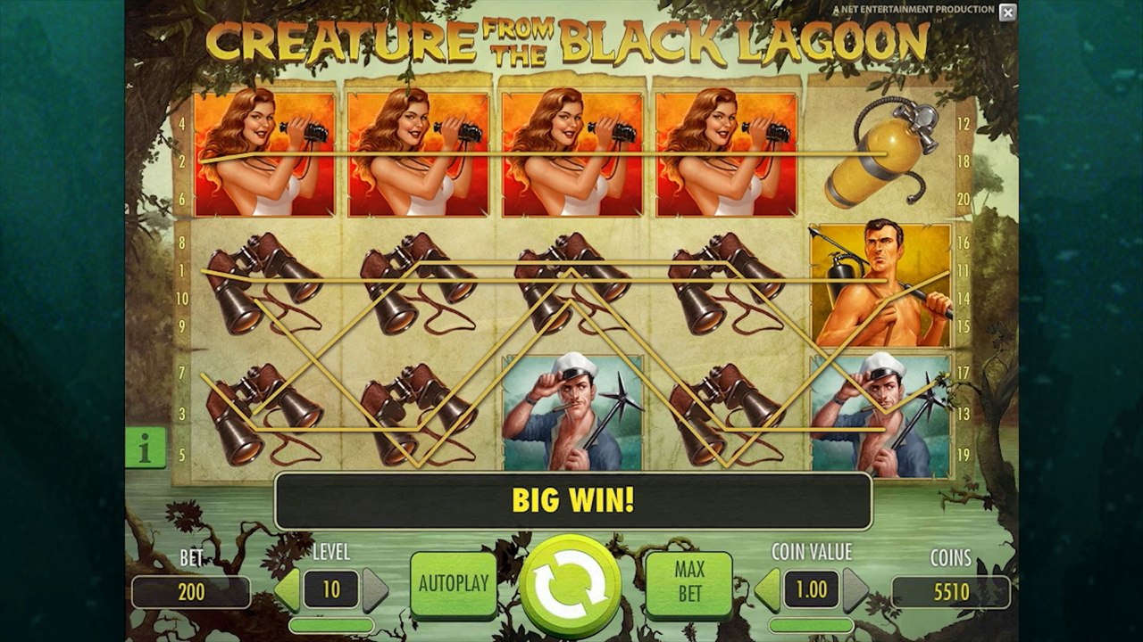 cherrycasino.com - Gameplay Creature From The Black Lagoon Slot Gameplay - (100% Signup Bonus)