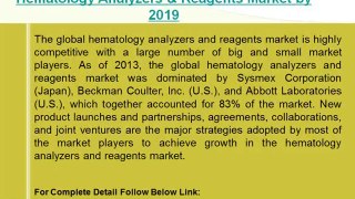 Hematology Reagents and Analyzers Market around the World - Market Size, Demand & Forecast to 2019