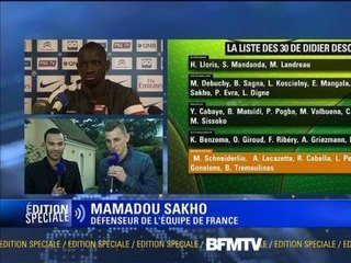 Mamadou Sakho félicite le nouveau défenseur de l'équipe de France Lucas Digne - 13/05