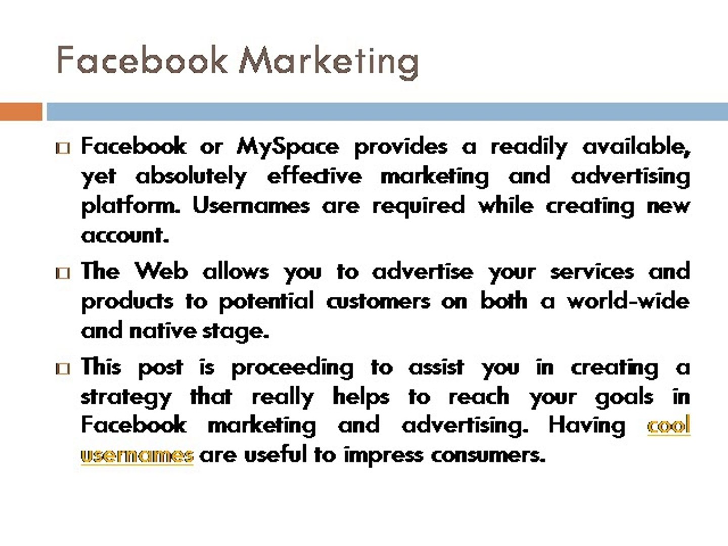 Brilliant Usernames - 