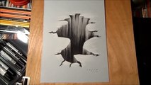 Trick Art on Paper_ Drawing  3D Hole_ Time Lapse