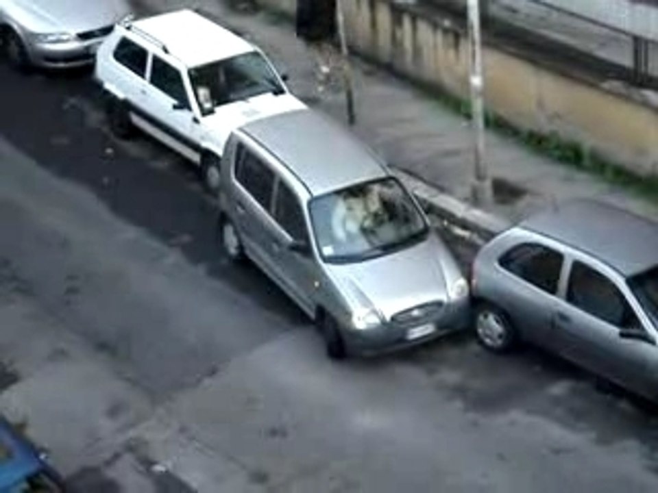 Une femme essaie de garer sa voiture