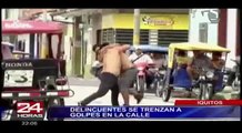 Iquitos: presuntos ladrones de motos se agarran a golpes en plena calle