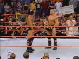 WWE  The Rock intimidating Brock Lesnar