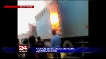 La Victoria: camión cargado de papel higiénico arde en llamas