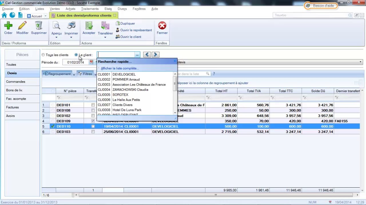 CIEL Gestion Commerciale : Les documents de vente