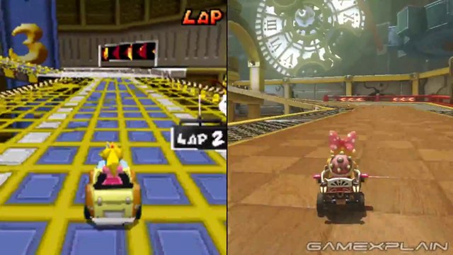 Mario Kart 8 Tick-Tock Clock DS Head-to-Head Comparison (Wii U vs. DS)[1080P]