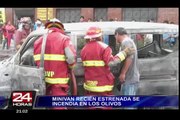 Una minivan recién estrenada se incendió en plena avenida de Los Olivos