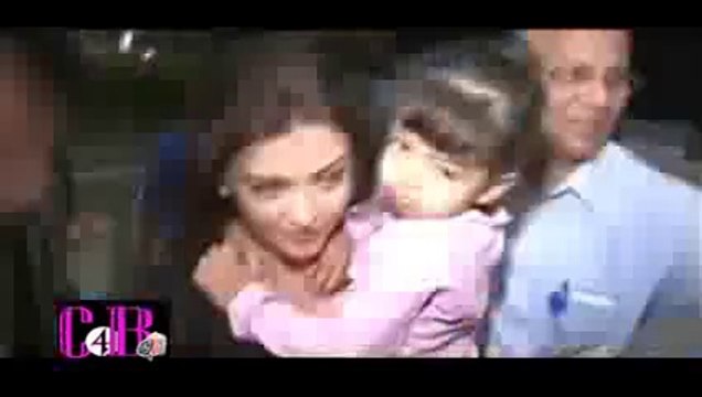 Aishwarya Rai Bachchan w/Aardhya Spotted Leaving for Cannes 2014