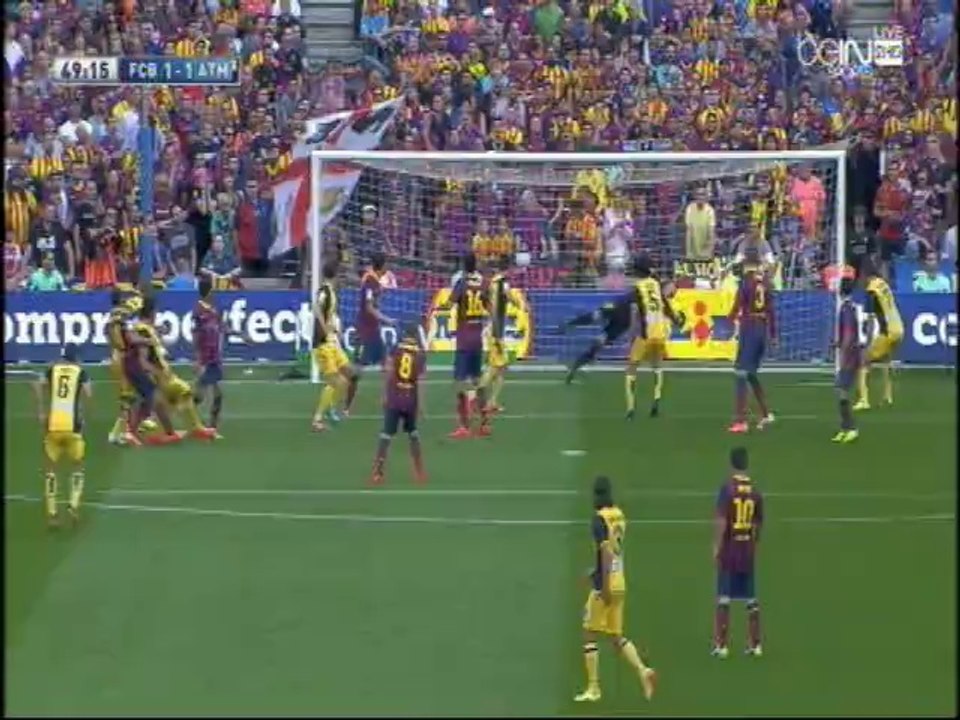 هدف التعادل لاتليتكو مدريد في شباك برشلونة - الدوري الاسباني 2014