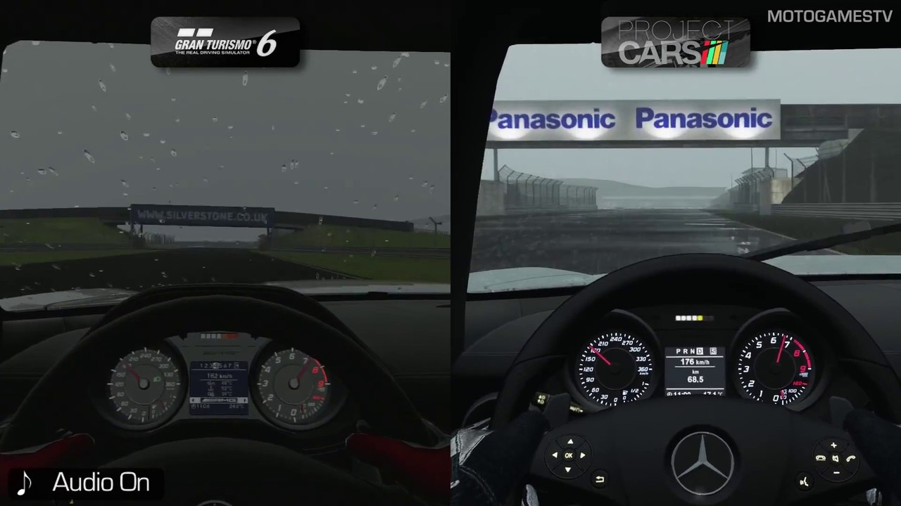 Gran Turismo 6 vs Project CARS Build 717 - Mercedes SLS AMG at Silverstone (Rain)
