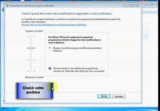 Le Contrôle de Compte Utilisateur UAC sous Windows 7)