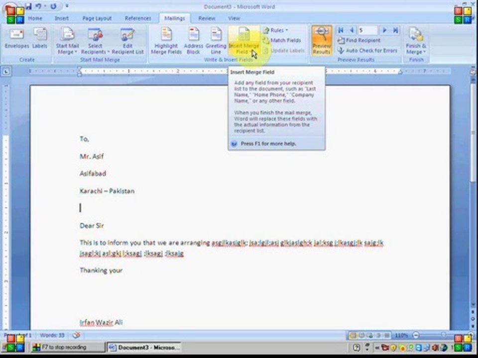 14 Word 2007 - Mail Merge Urdu Tutorial - Video Dailymotion