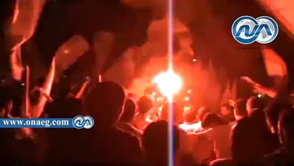 شاهد.. صباحى يصل المنصورة وأنصاره يستقبلونه بالألعاب النارية