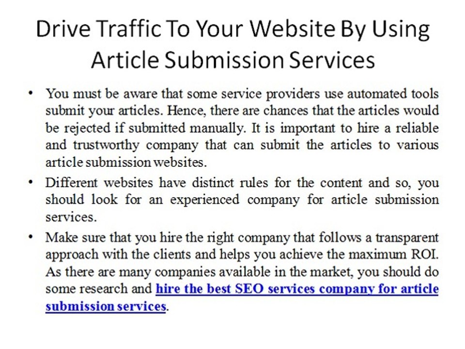 Drive traffic to your website by using article submission services