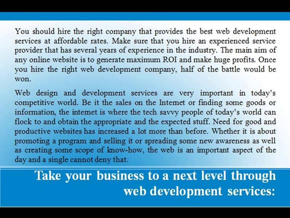 Take your business to a next level through web development services
