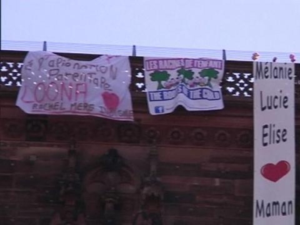 Des défenseurs de l'égalité parentale s'enchaînent sur la Cathédrale de Strasbourg - 19/05