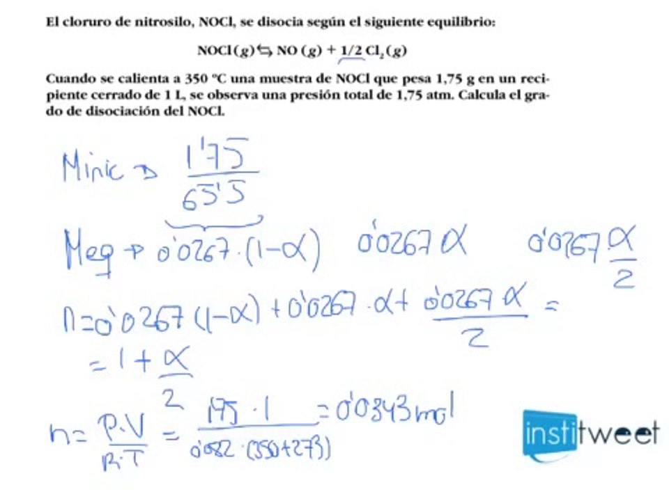 Ejercicio resuelto de Grados de disociación alfa