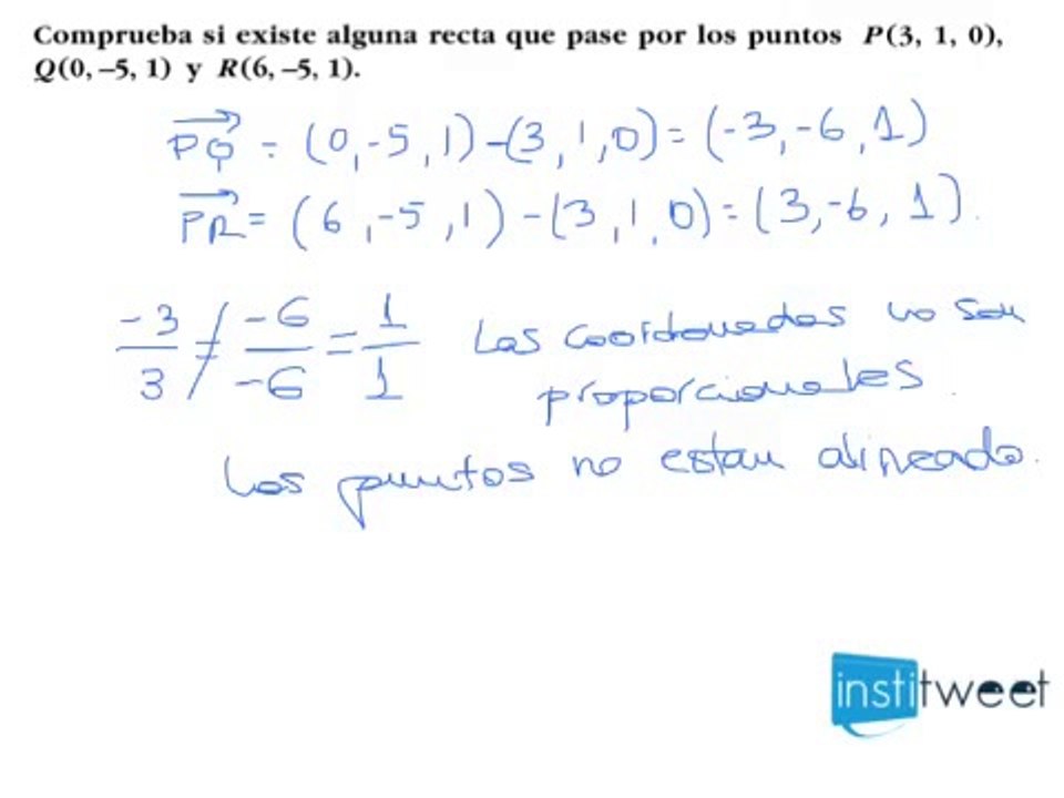 Recta que pase por tres puntos dados. Problema resuelto