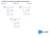Ecuaciones parametricas de planos definidos por una ecuación