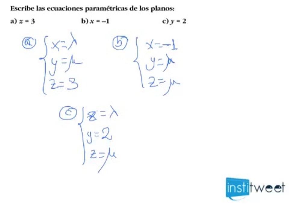 Ecuaciones parametricas de planos definidos por una ecuación