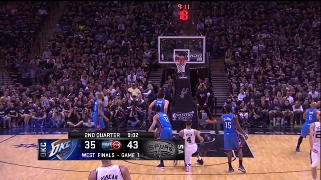 Danny Green's running 3 Point Shot Spurs vs Thunder - NBA Playoffs 2014