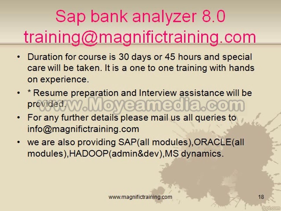 Sap bank analyzer 8.0  training