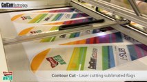 Laser cutting dye sub flags - Contour Cut