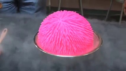 Giant Koosh Ball in Liquid Nitrogen..