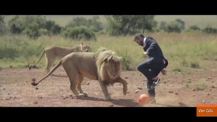 Man Plays Soccer with Lions in Latest World Cup Ad