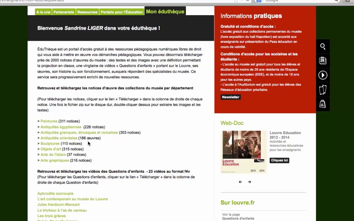 Découvrir l'offre du Louvre dans Eduthèque