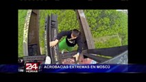 Nueva moda invade Rusia: realizar acrobacias a 200 metros de altura
