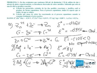 Ejercicio resuelto de Selectividad 2010 Potenciales estándar y masa