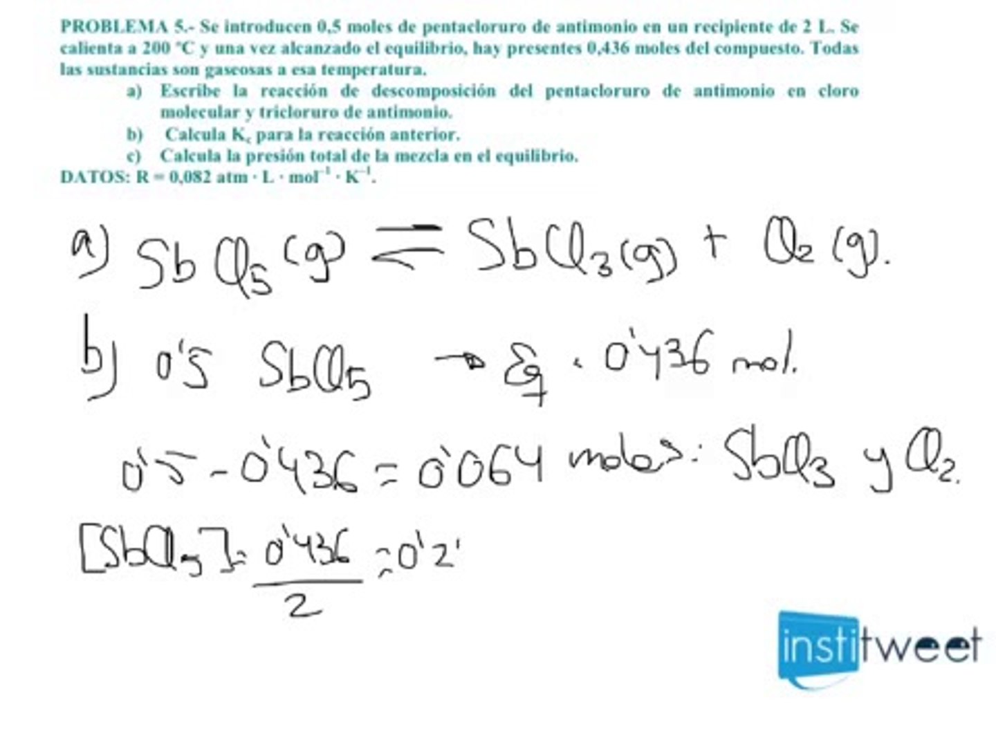 Selectividad Madrid Química 2012 Escribir reacción, calcular Kc - Vídeo  Dailymotion