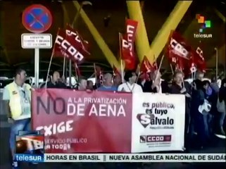 Trabajadores aeroportuarios y ferroviarios protestan en España