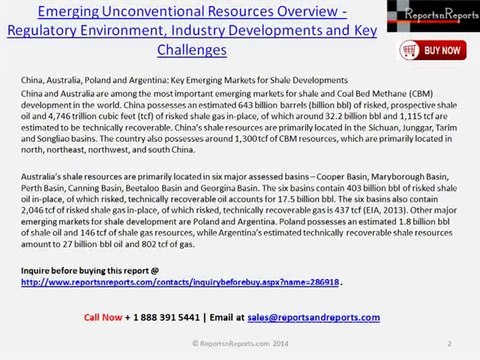 China, Australia, Poland and Argentina: Key Emerging Markets for Shale Developments