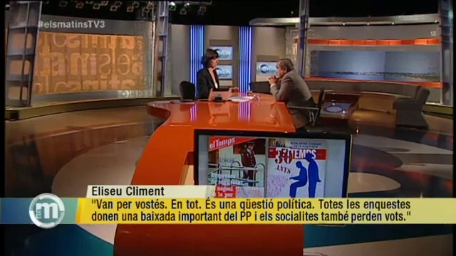 TV3 - Els Matins - Eliseu Climent: Van a per vostès. En tot. És una qüestió política