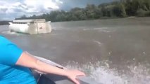Weird boat : sunk truck in the river!