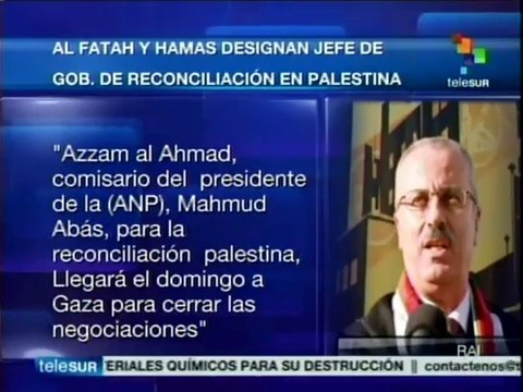 Al Fatah y Hamas designan jefe de gobierno de reconciliación