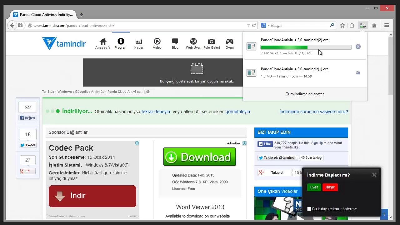 Yeni Tamindir'den Firefox ile Program İndirme