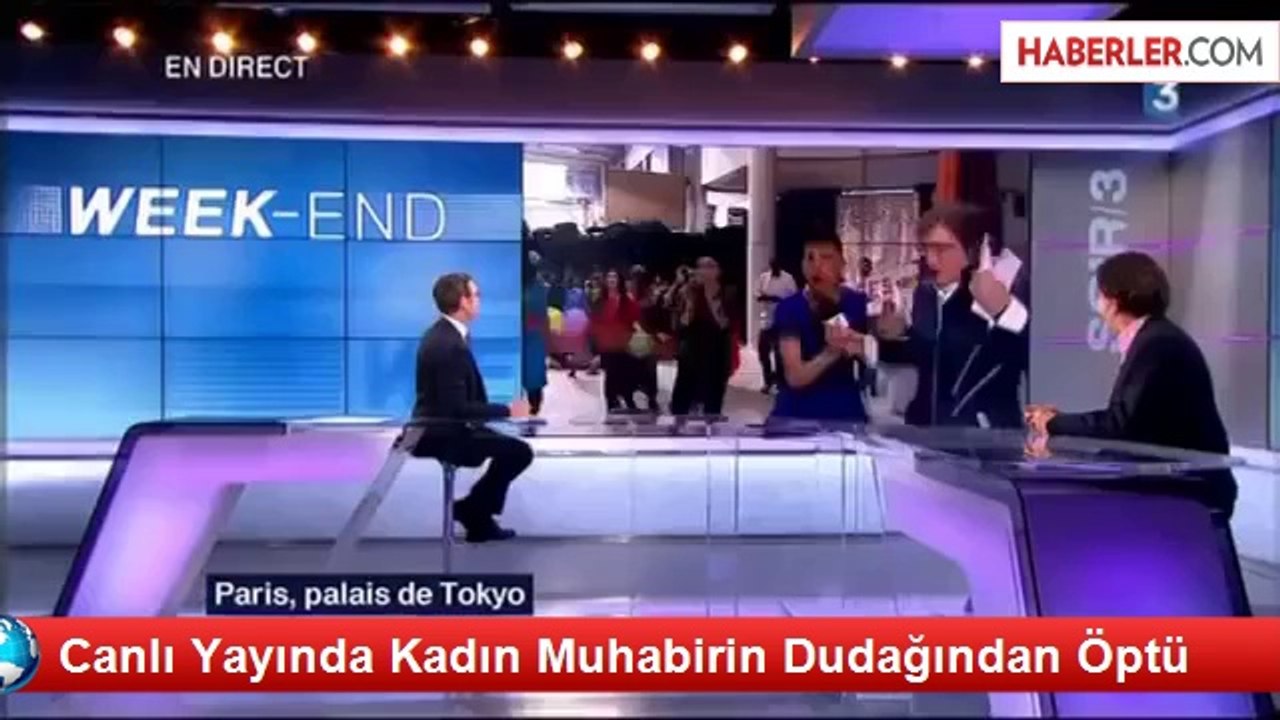 Canlı Yayında Kadın Muhabirin Dudağından Öptü